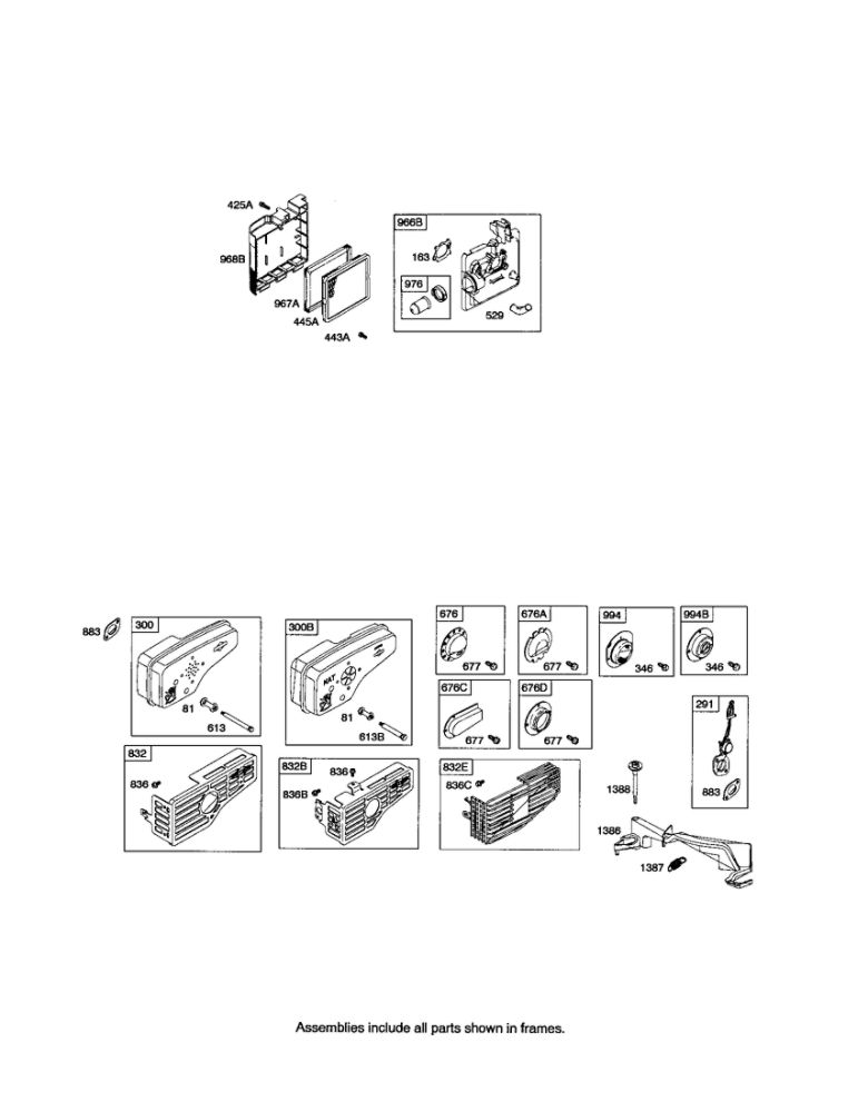 Muffler/Air Cleaner Base Diagram and Parts List for 124T00 0101-4305 Briggs and Stratton Engine
